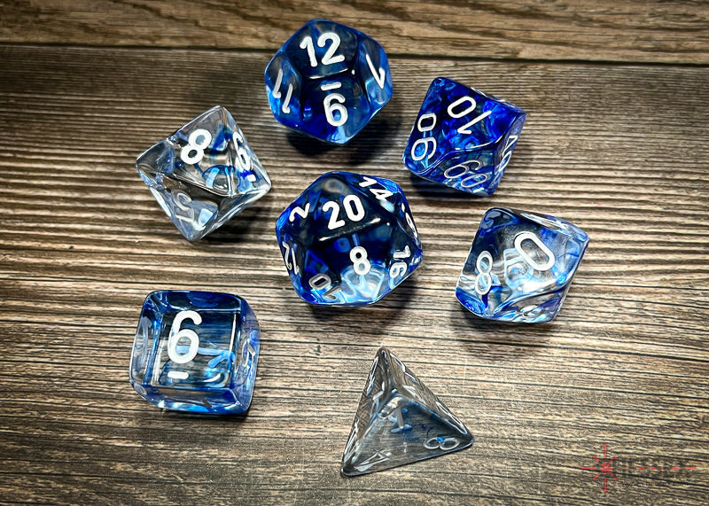 Chessex Polyhedral 7-Die Würfel-Set Borealis - Icicle/Hellblau