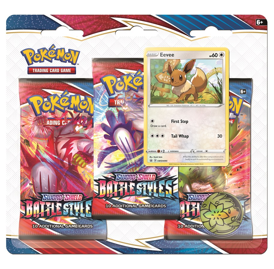 Pokémon SWSH05 - Battlestyles / Kampfstile - 3-Pack Blister - Eevee / Evoli - englisch