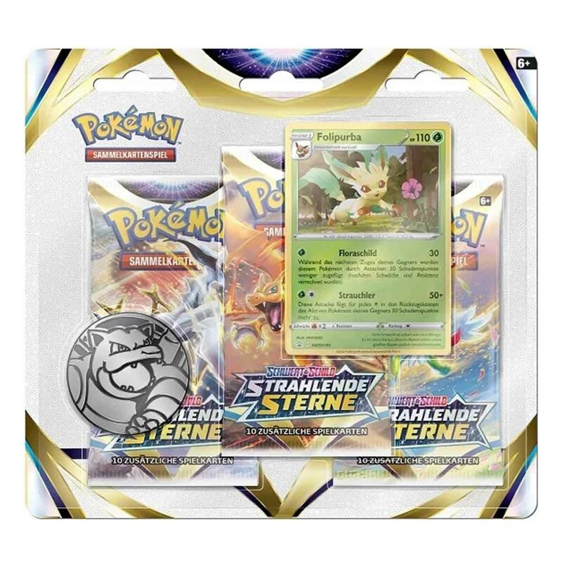 Pokémon - Schwert und Schild Strahlende Sterne - 3-Pack Blister - Folipurba - deutsch