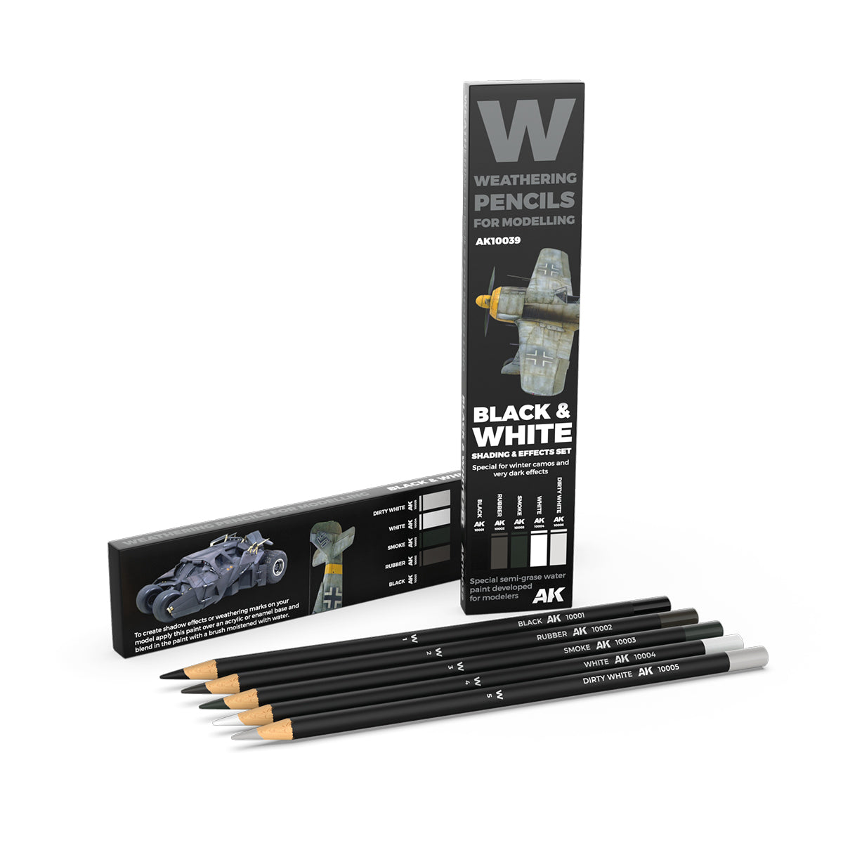 AK Interactive Weathering Pencil Set Black And White
