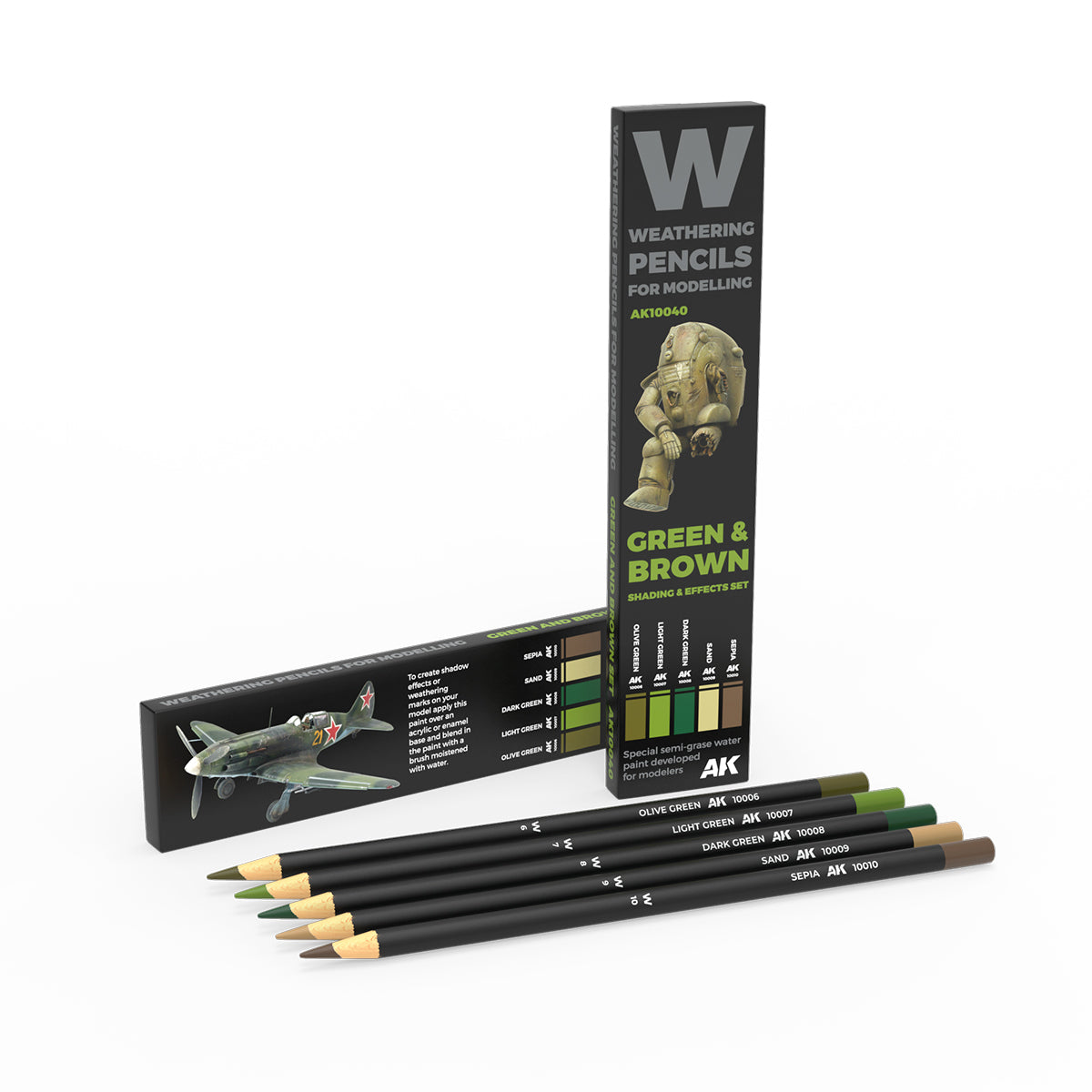 AK Interactive Weathering Pencil Set Green And Brown Camouflages