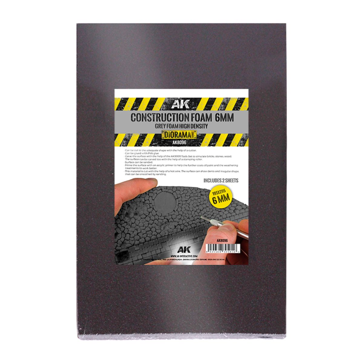 AK Interactive Dioramas CONSTRUCTION FOAM 6MM - BLUE FOAM 195 x 295 MM (2 SHEETS)