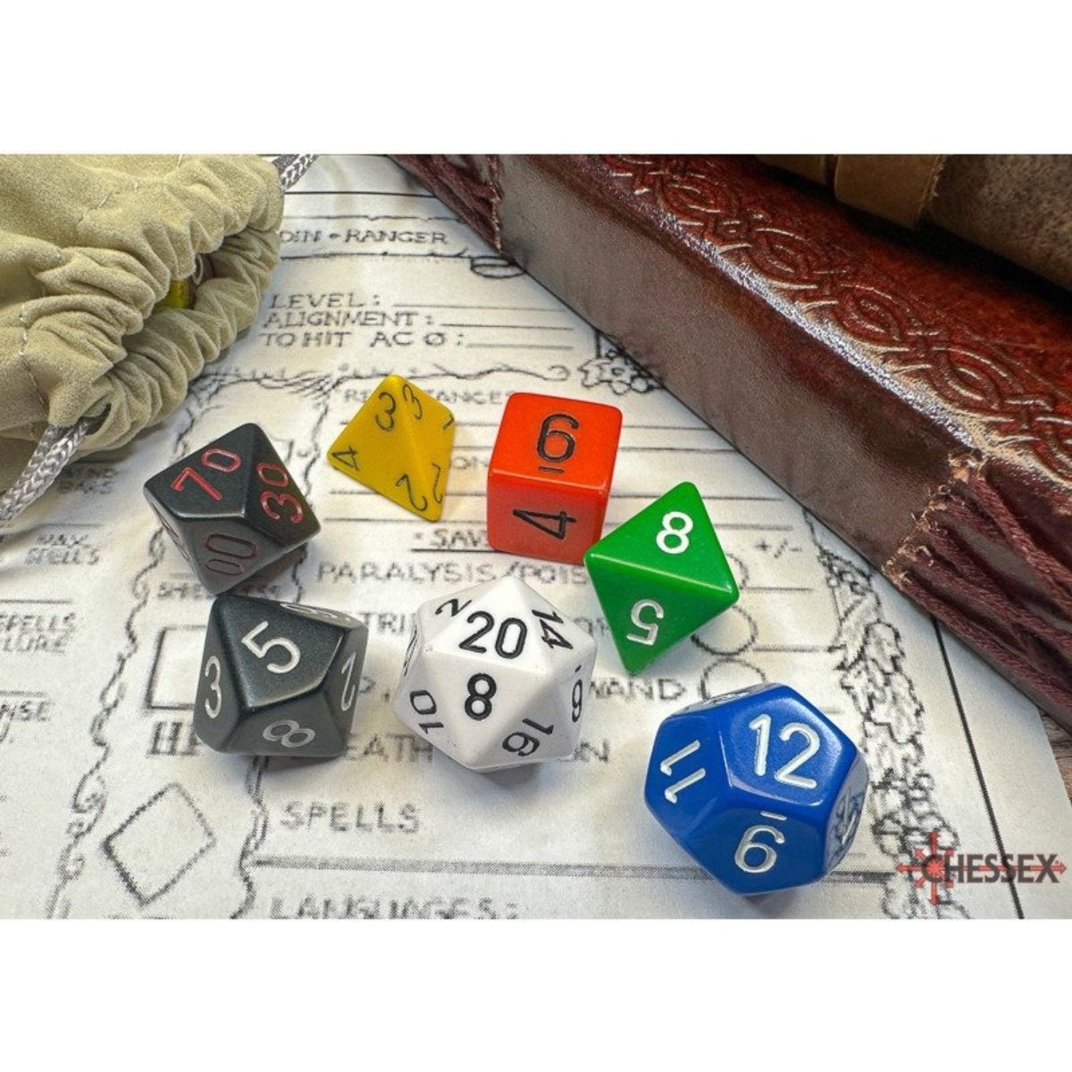 Chessex Nostalgia Opaque GM & Beginner Player Polyhedral 7 Dice Set