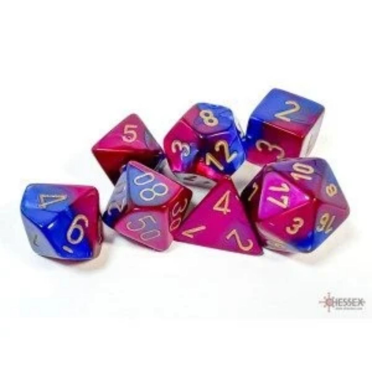 Chessex Gemini Blue-Purple/gold Polyhedral 7 Dice Set