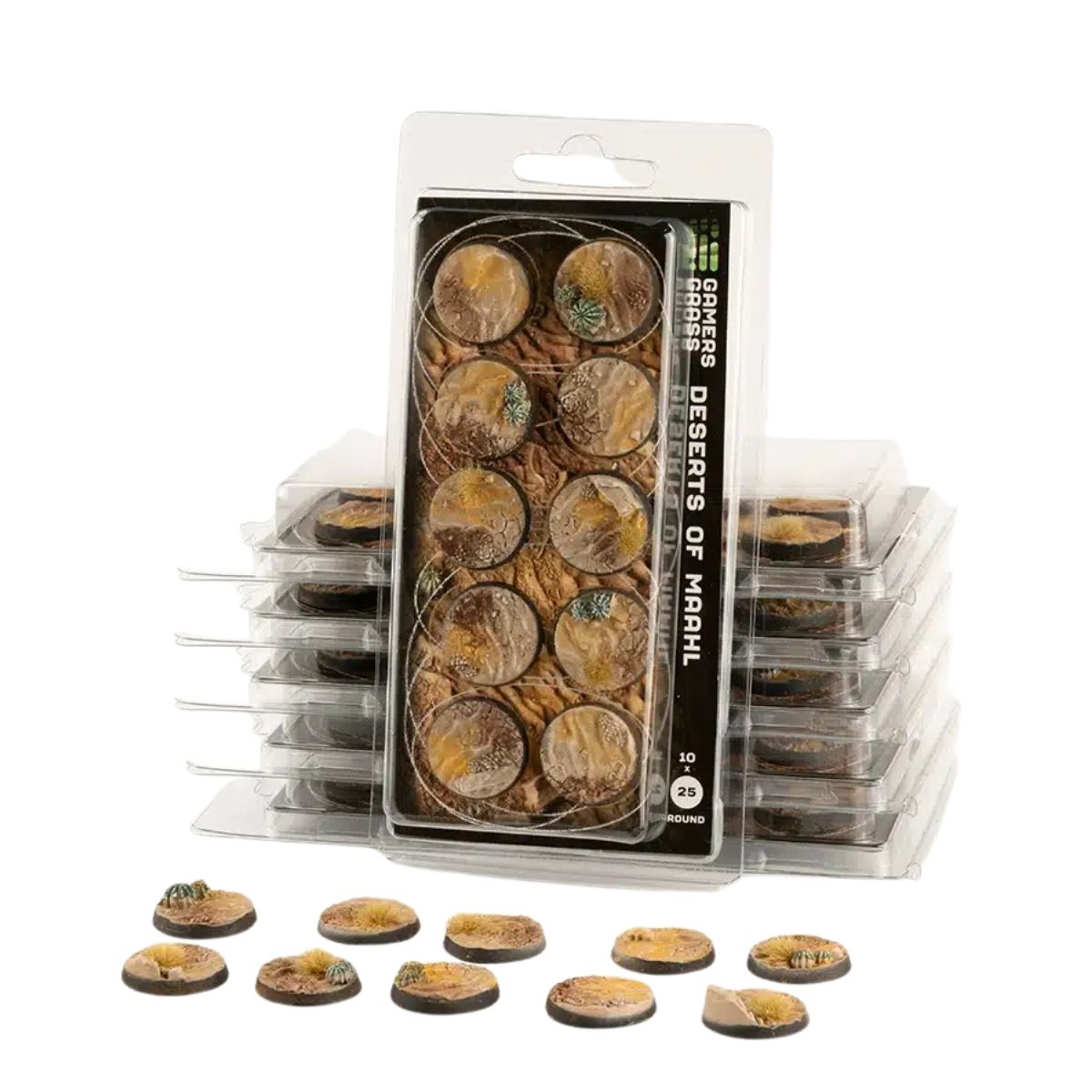Gamers Grass Deserts of Maahl Bases, Round 25mm (x10)