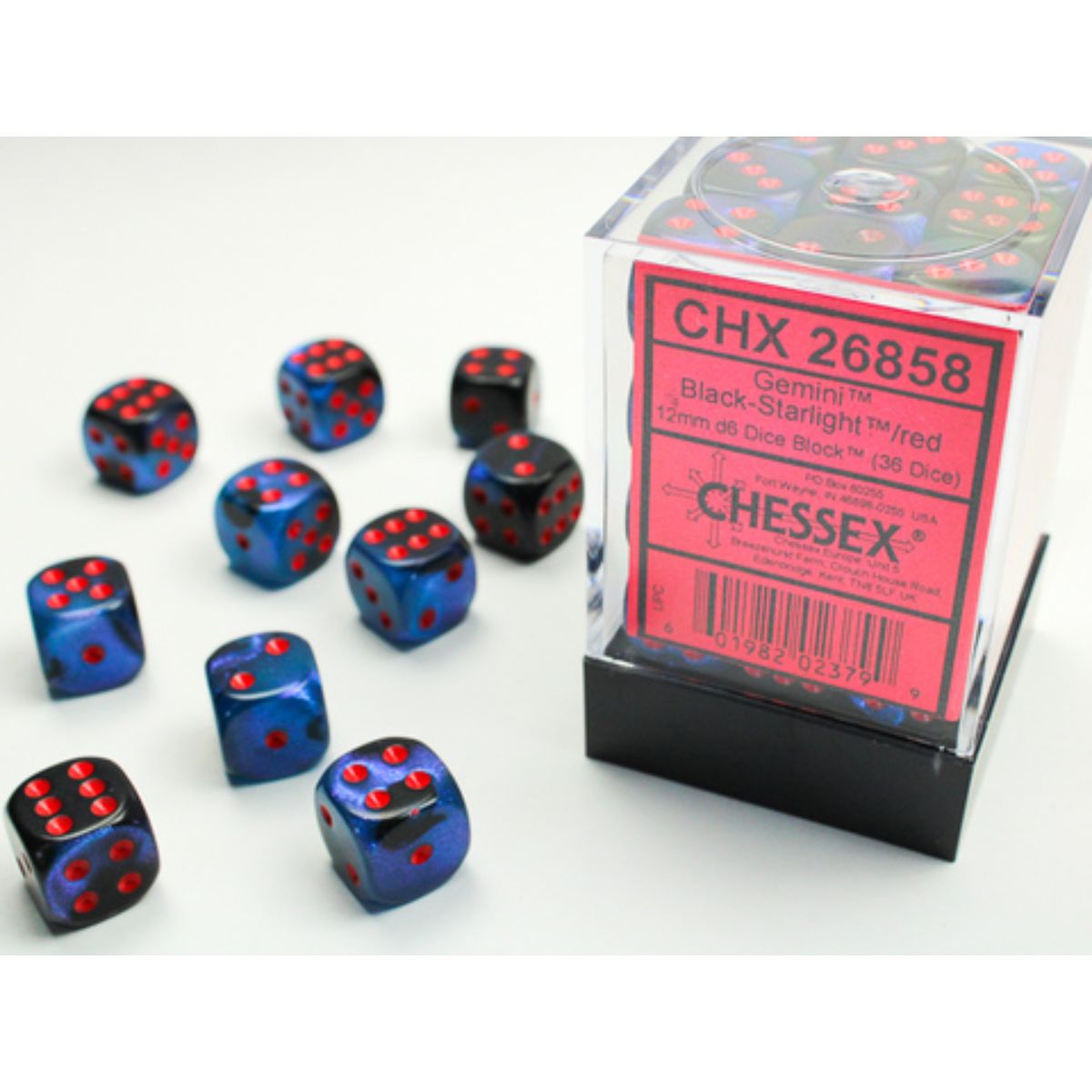 Chessex Gemini W6x36 Black-Starlight/Red