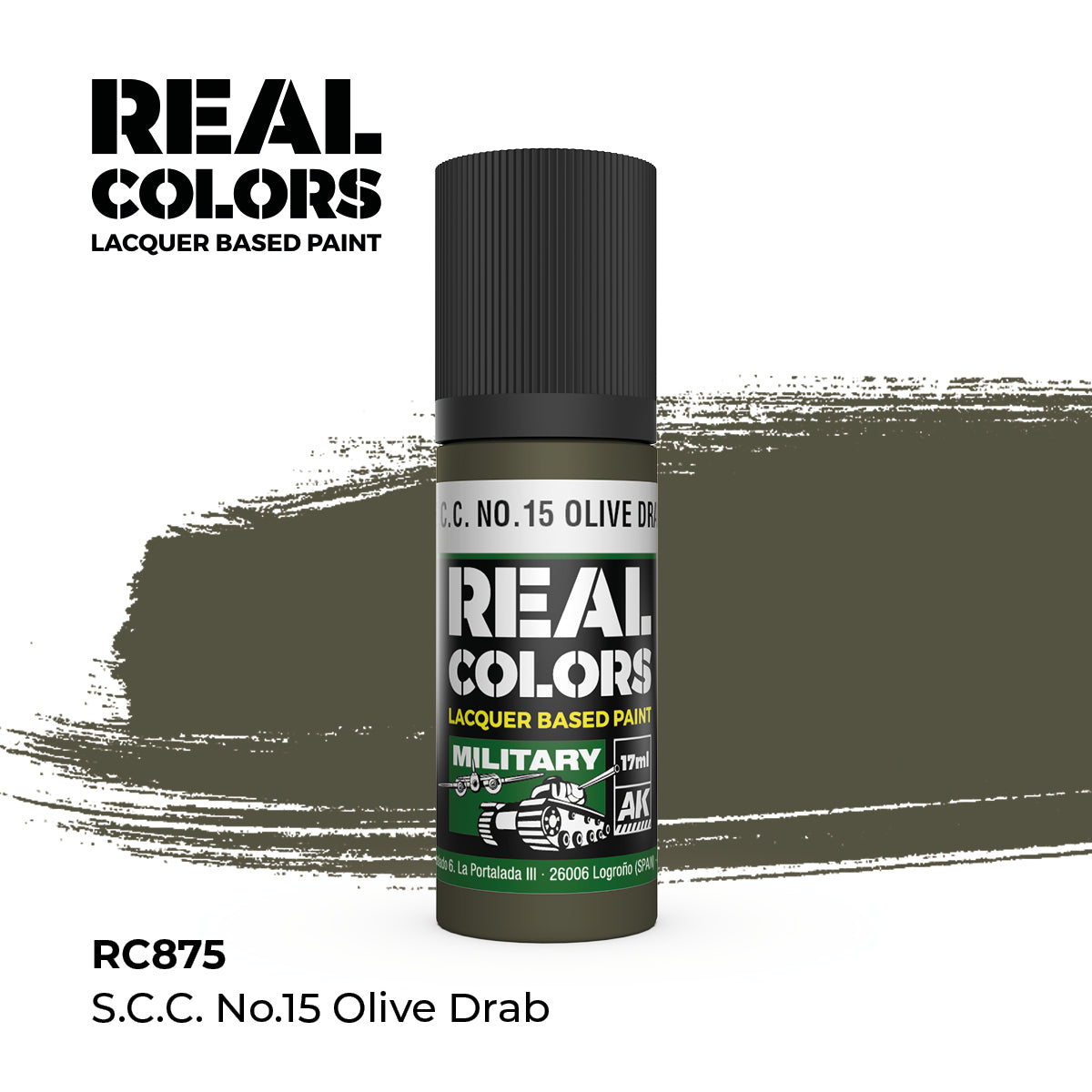 AK Interactive REAL COLORS S.C.C. No.15 Olive Drab 17 ml.