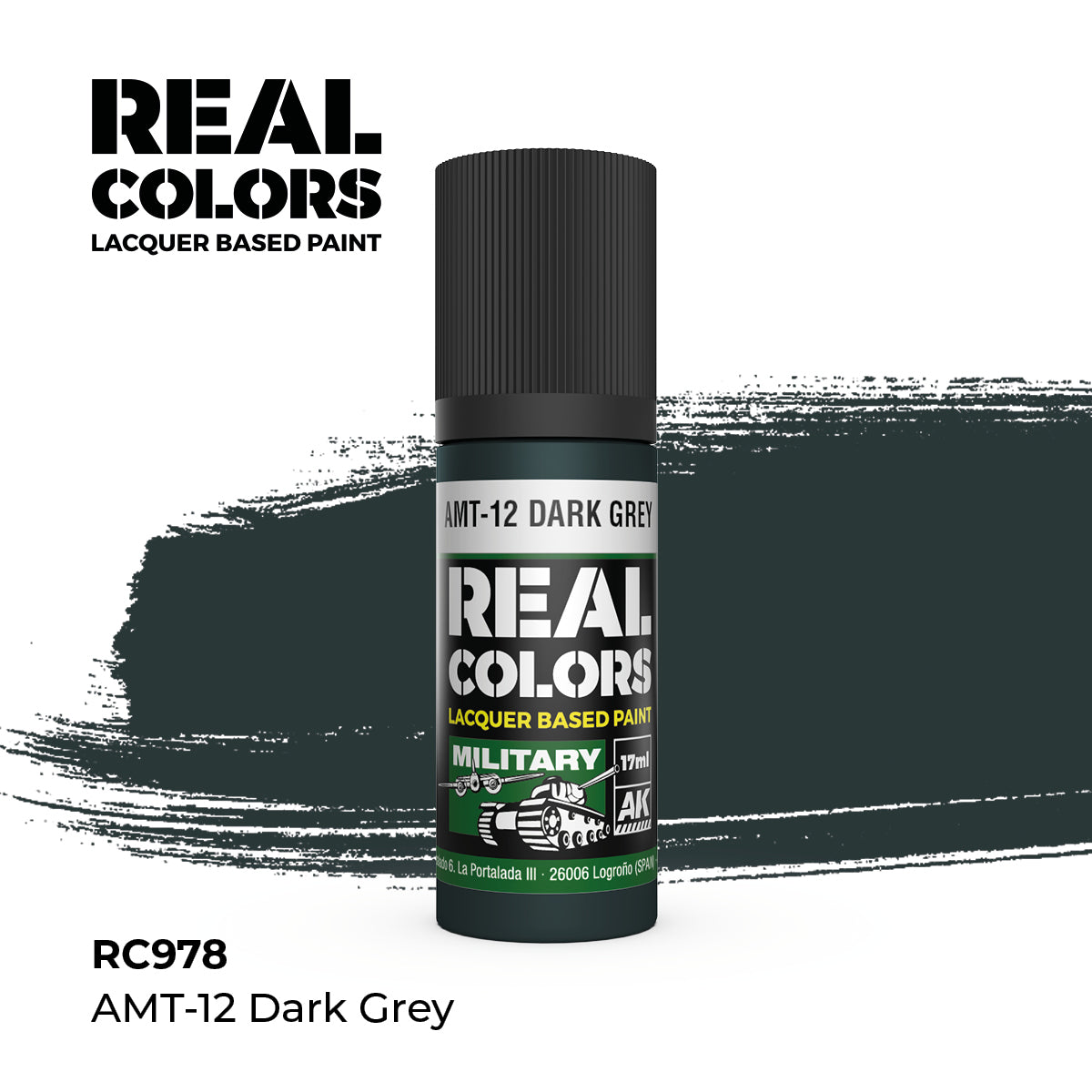 AK Interactive REAL COLORS Amt-12 Dark Grey 17 ml.