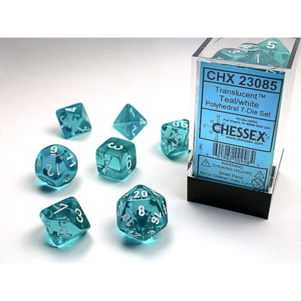Chessex 7-Würfelset Translucent Polyhedral Teal/White