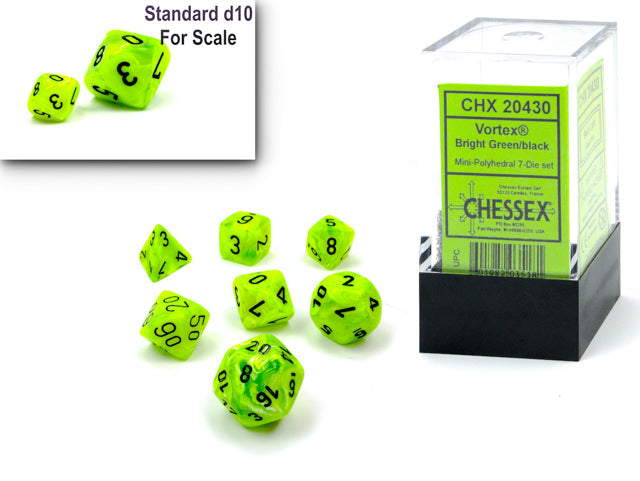 Chessex Mini-Polyhedral 7-Die Würfel-Set Festive - Mosaic/Gelb