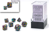 Chessex Mini-Polyhedral 7-Die Würfel-Set Borealis - Lila/Gold