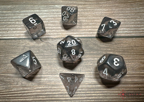 Chessex Polyhedral 7 Die Würfel-Set Translucent Smoke/Weiß