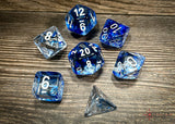 Chessex Polyhedral 7 Die Würfel-Set Gemini  Schwarz-Grau/Grün