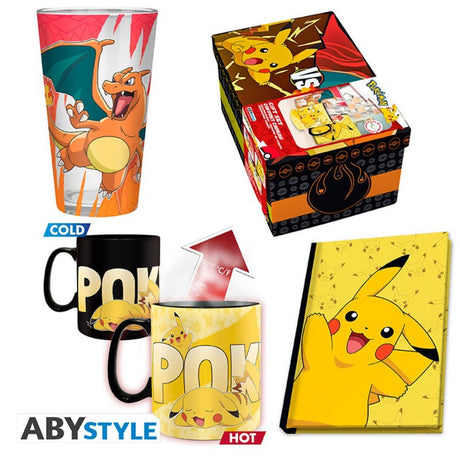 POKEMON - Pck premium Large Glass + Mug HC + notebook "Pikachu"