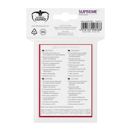 Ultimate Guard Supreme UX Sleeves Standardgröße Red (50)