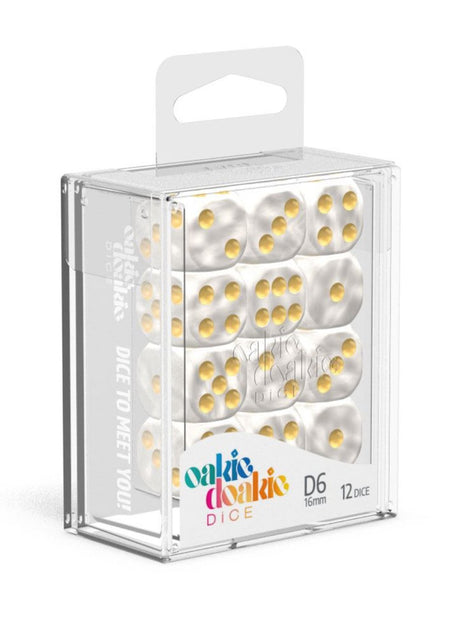 Oakie Doakie Dice W6 Würfel 16 mm Marble - Weiß (12)