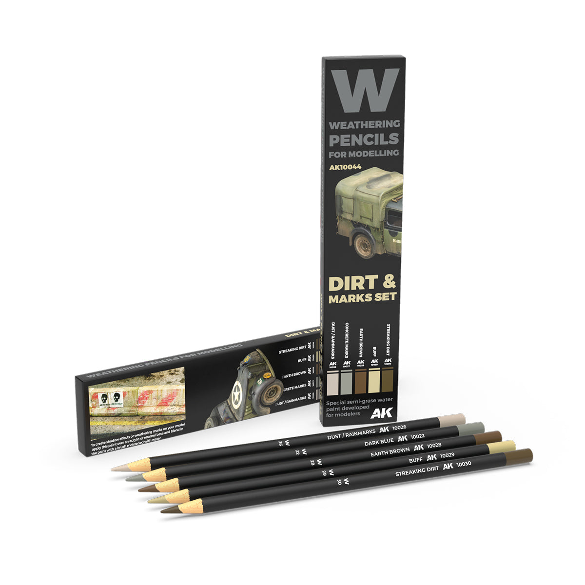 AK Interactive Weathering Pencil Set Splashes, Dirt And Stains
