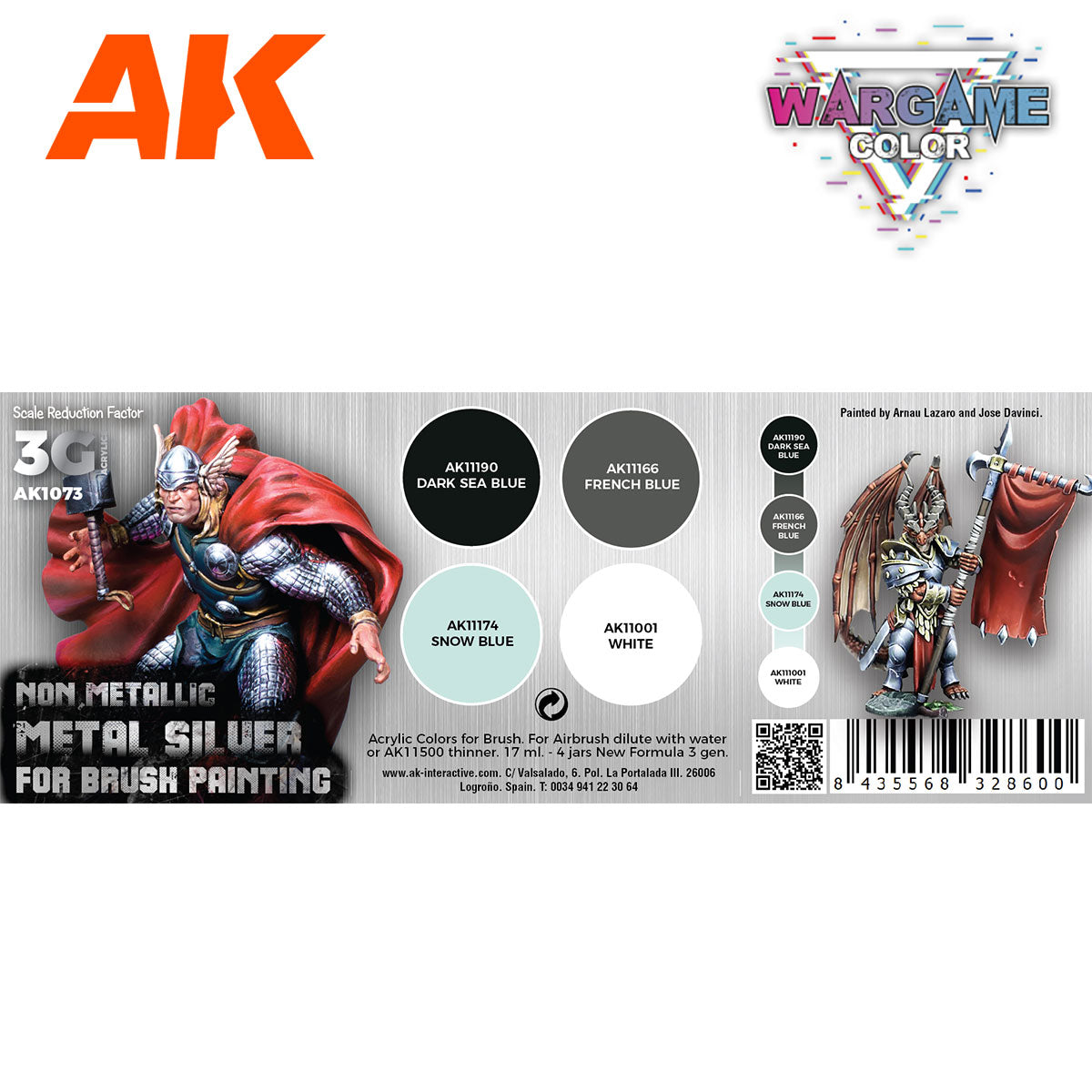 AK Interactive Wargame Color Set Non Metallic Metal Silver (Mit Pinsel)
