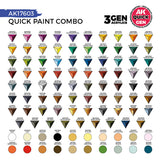 AK Interactive QUICK GEN Paint Combo Set 100 Colors (80 Quick Gen + 20 Acrylic 3GEN + 3 Pinsel)