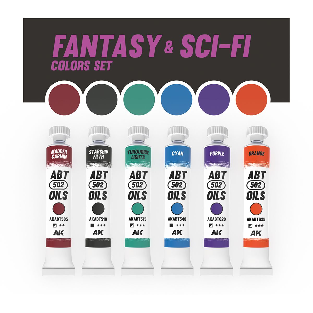 AK Interactive Oil Paints FANTASY & SCI-FI COLORS SET - ABT 502 OILS