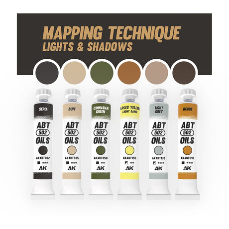 AK Interactive Oil Paints VEHICLE MAPPING TECHNIQUE LIGHTS AND SHADOWS - ABT