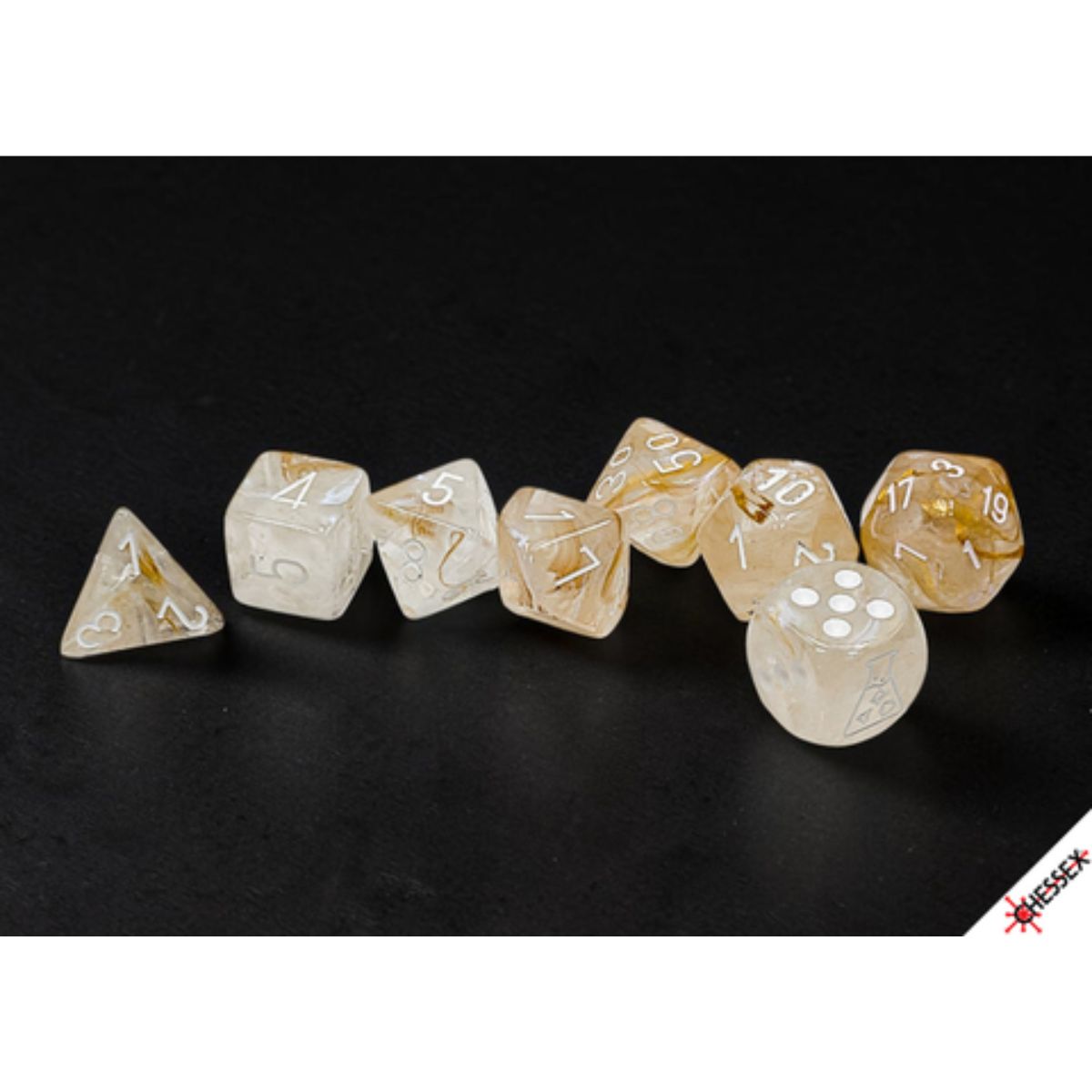 Borealis Polyhedral Champagne/white 7-Die Set with bonus die