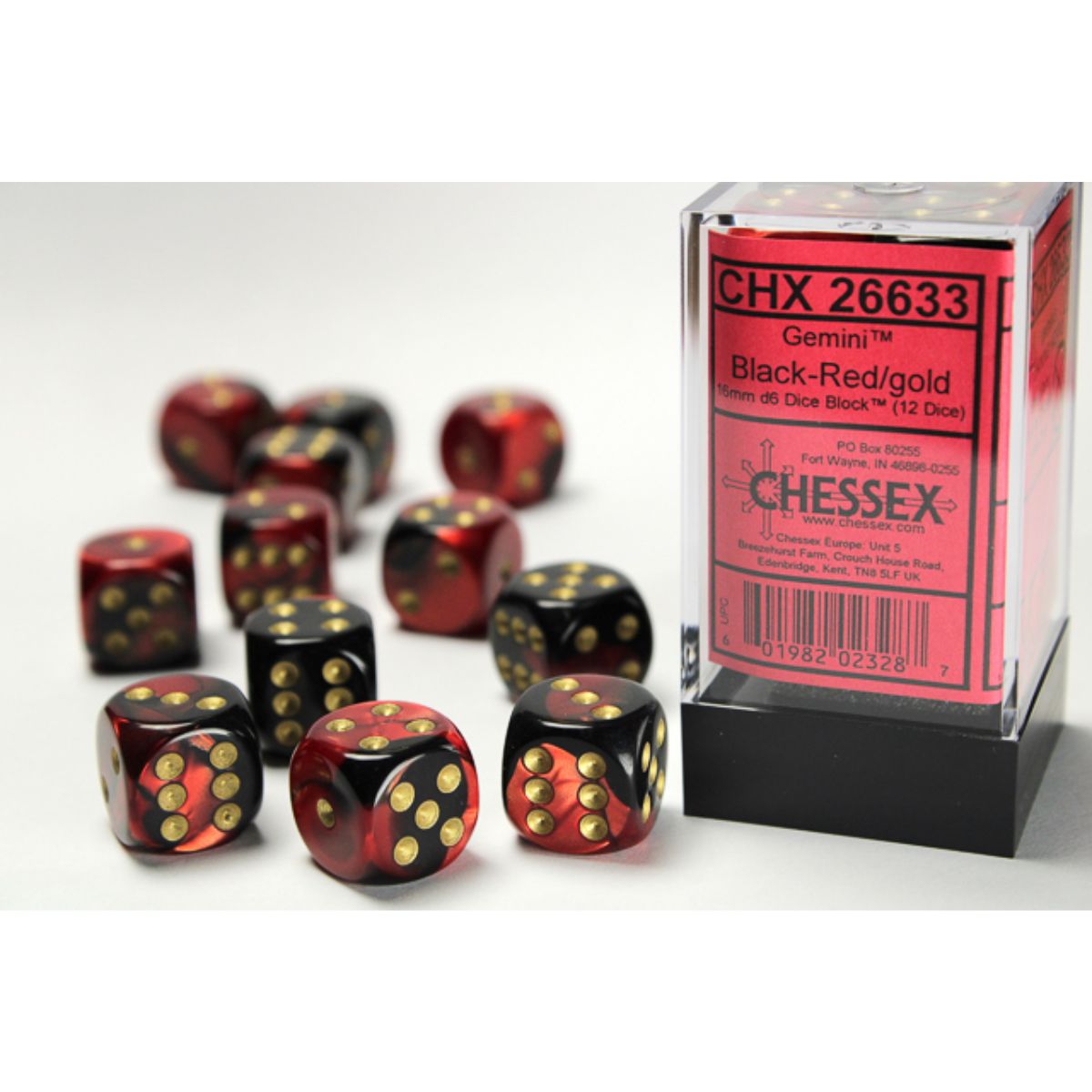 Chessex  16mm D6-Würfel-Set (12) Nebula / Schwarz/Weiß