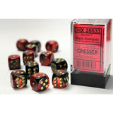 Chessex  16mm D6-Würfel-Set (12) Nebula / Schwarz/Weiß