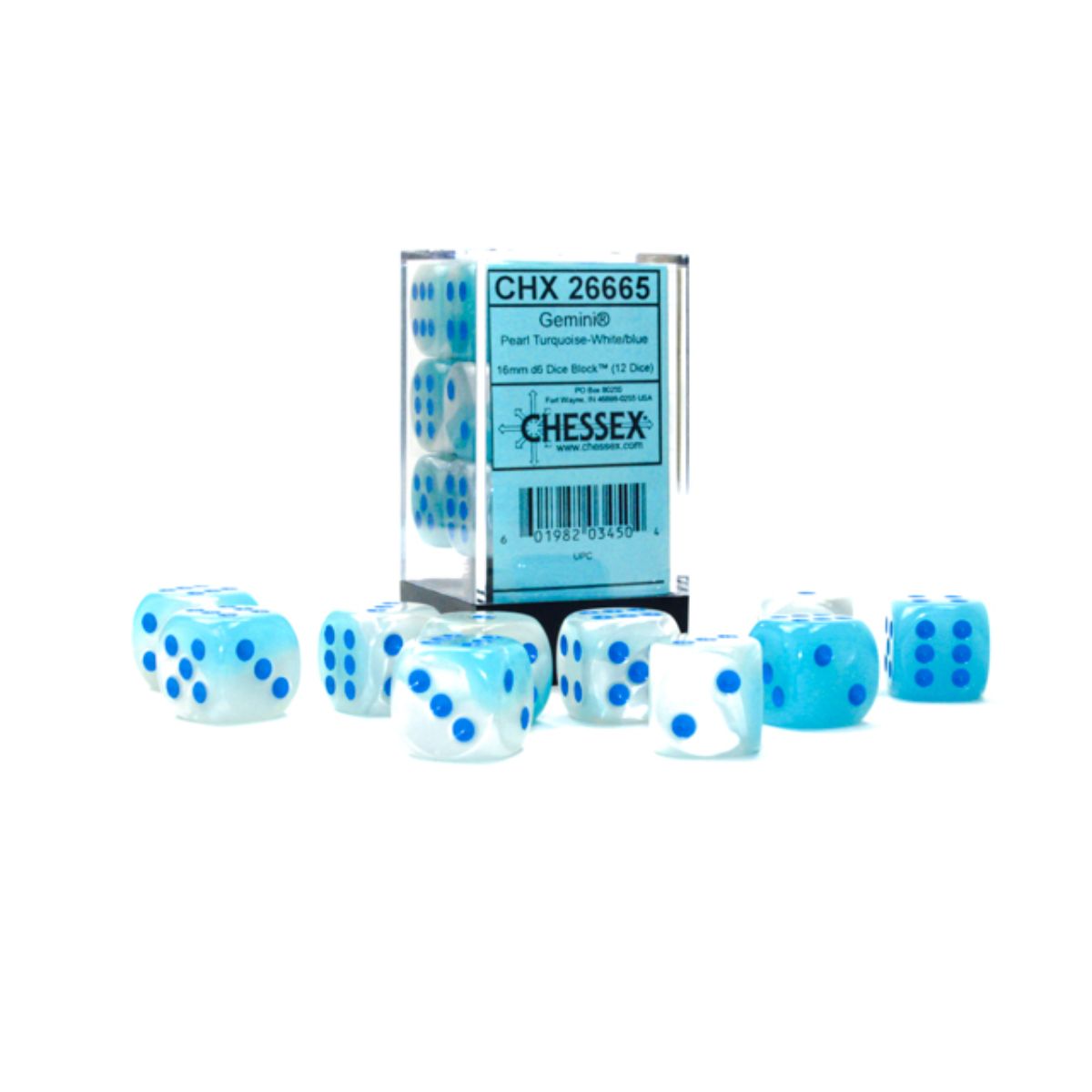 Chessex  16mm D6-Würfel-Set (12) Nebula / Blauregen/Weiß