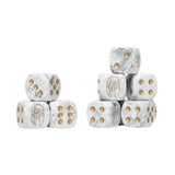 Conquest City States Logo on Light Grey Marbled Dice with Gold Pips - 24 per pack