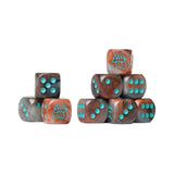 Conquest Old Dominion Logo on Brown Marbled Dice with Turquoise Pips - 24 per pack