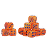 Conquest Weaver Courts Logo on Peach Marbled Dice with Navy Blue Pips - 24per Pack