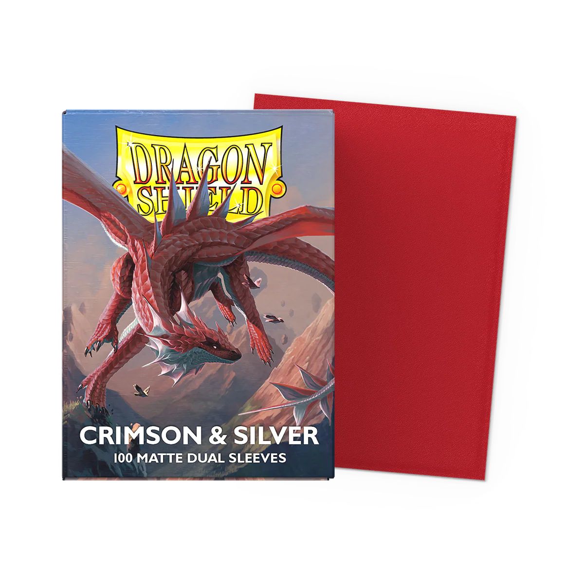 Dragon Shield Standard Size Dual Matte Sleeves - Crimson & Silver (100 Sleeves)