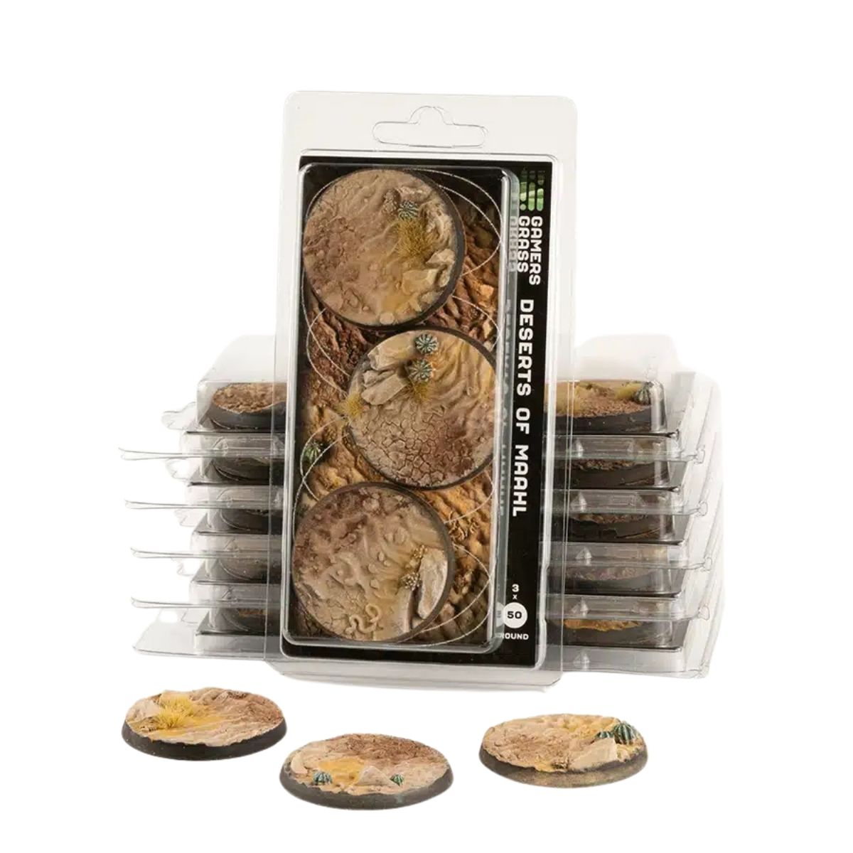Gamers Grass Deserts of Maahl Bases, Round 50mm (x3)