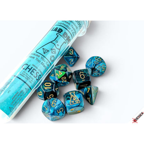 Gemini Polyhedral Green-Teal/gold 7-Die Set with bonus die