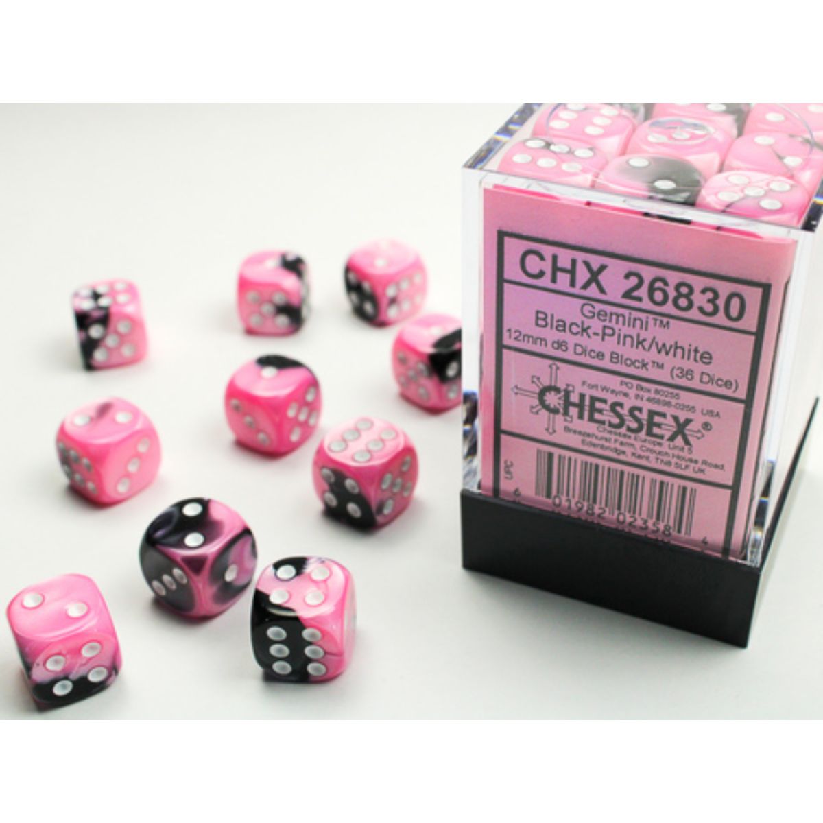 Chessex Gemini W6x36 Black-Pink/White