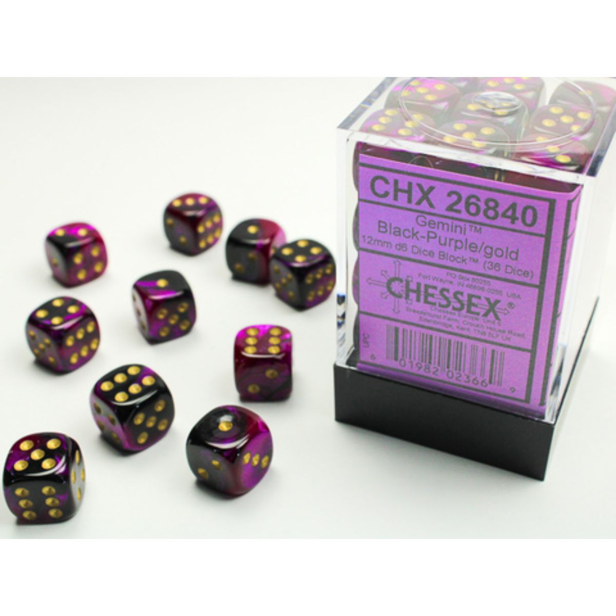 Chessex Gemini W6x36 Black-Purple/Gold