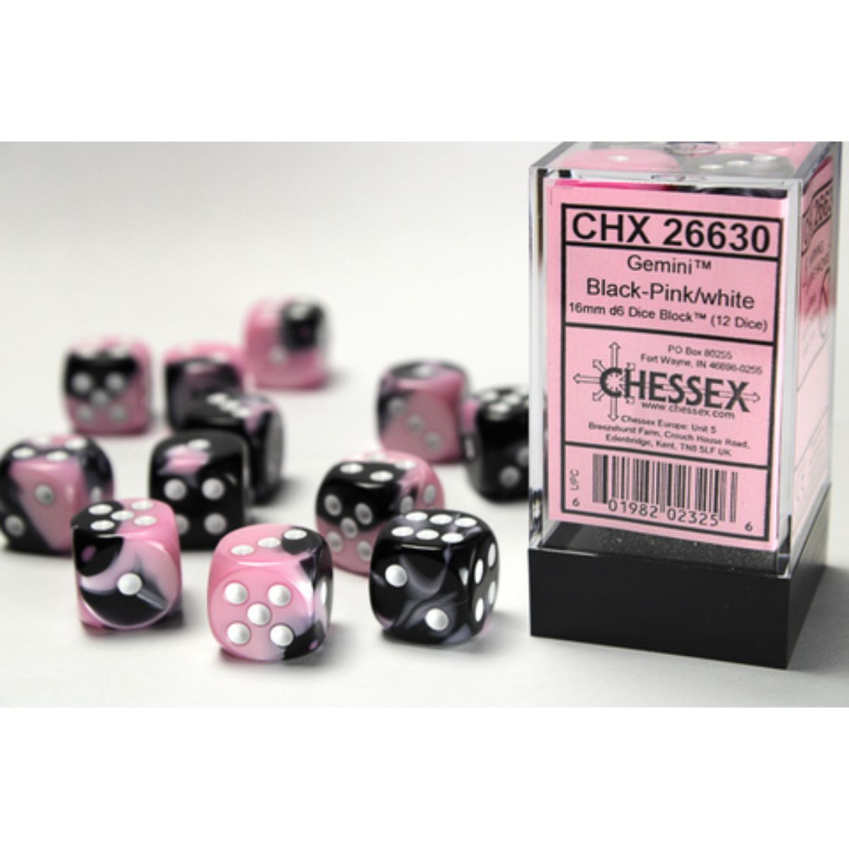 Chessex Gemini W6x12 Black-Pink/White