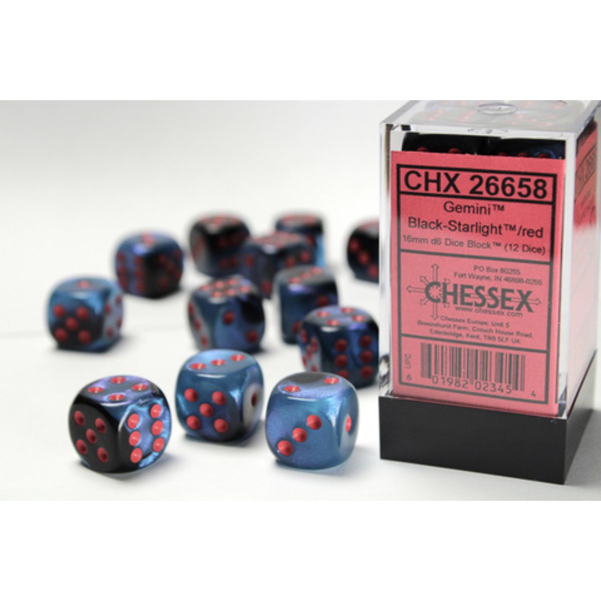 Chessex Gemini W6x12 Black-Starlight/Red