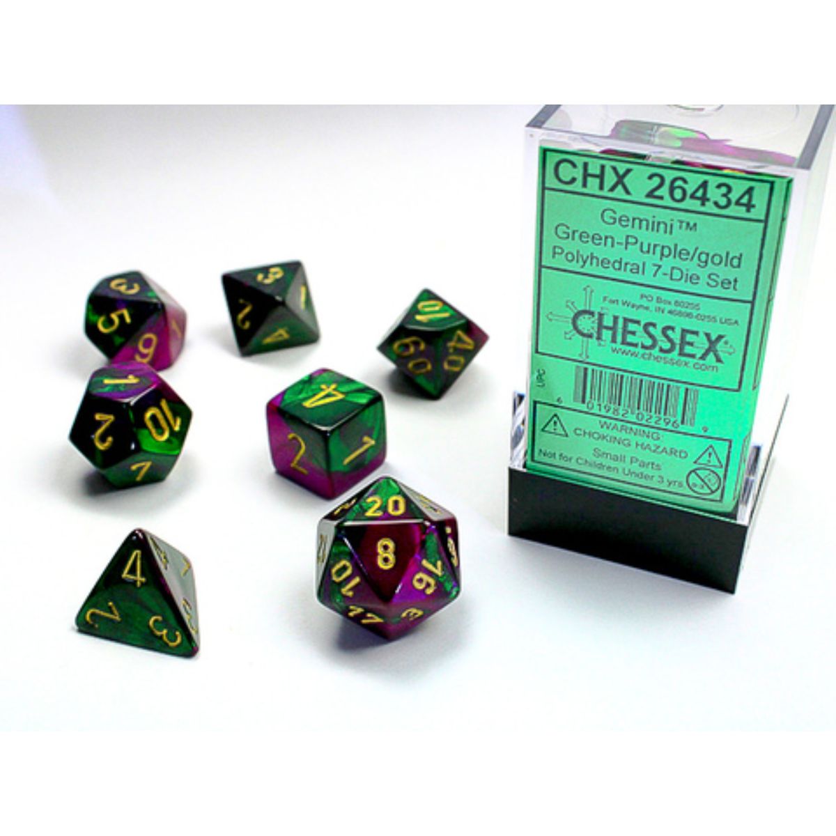 Chessex 7-Würfelset  Gemini Polyhedral Green-Purple/Gold