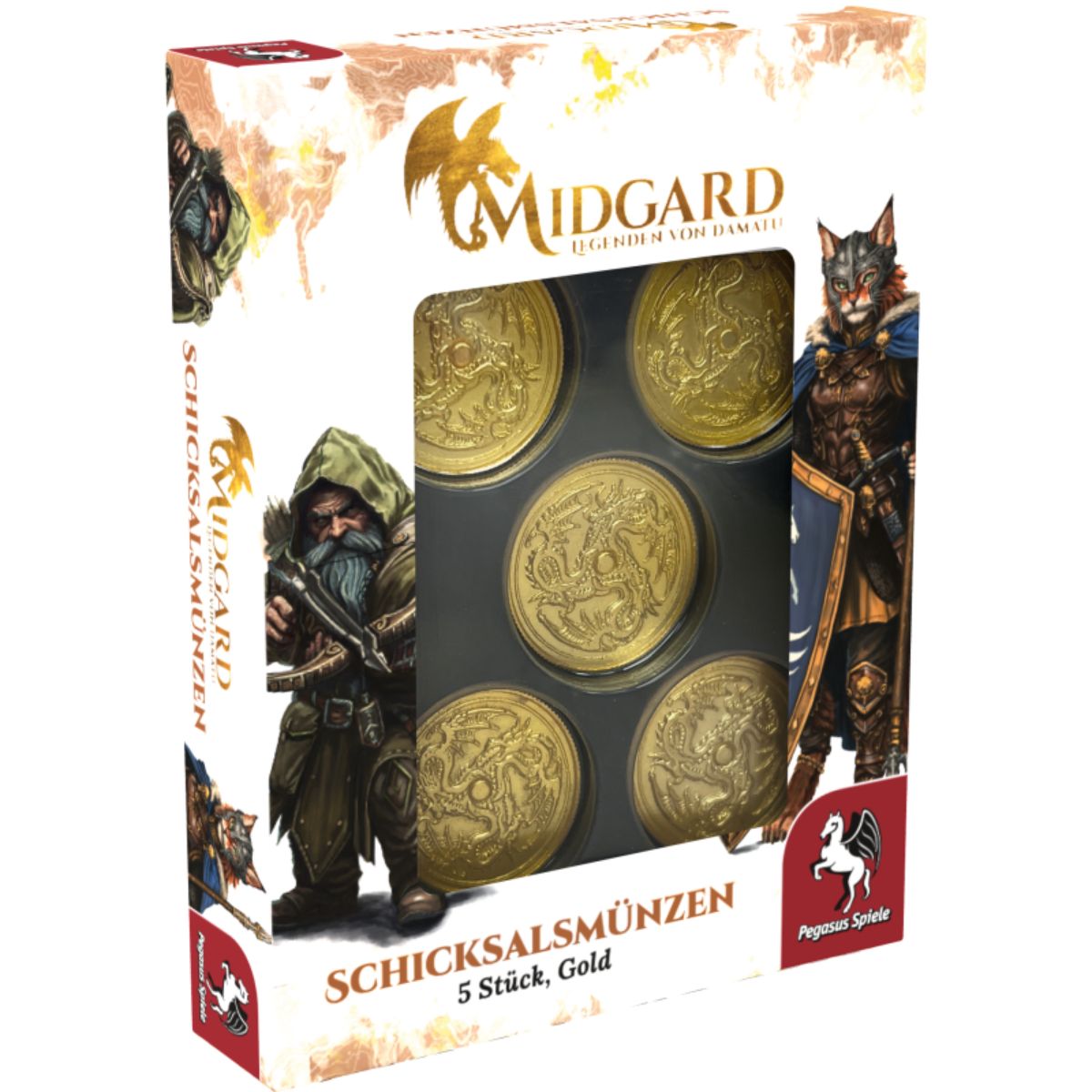 Midgard Legenden von Damatu Schicksalsmünzen (5er Set, Gold)