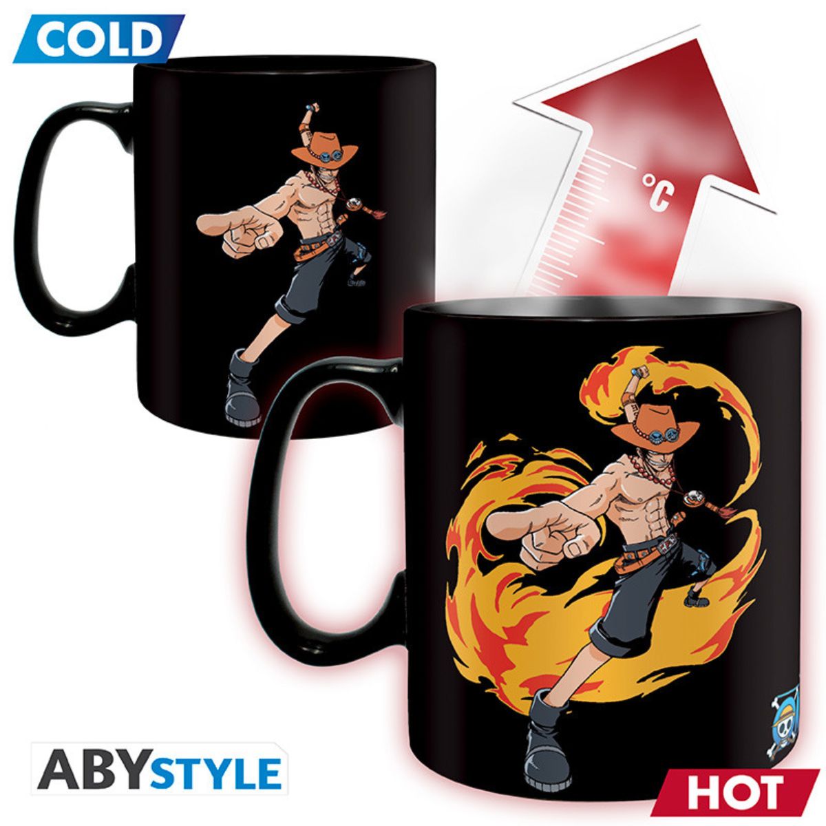 One Piece Mug Heat Change 460 ml Luffy & Ace Cardboard Box
