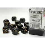 Chessex Opaque W6x12 Black/Gold Dice