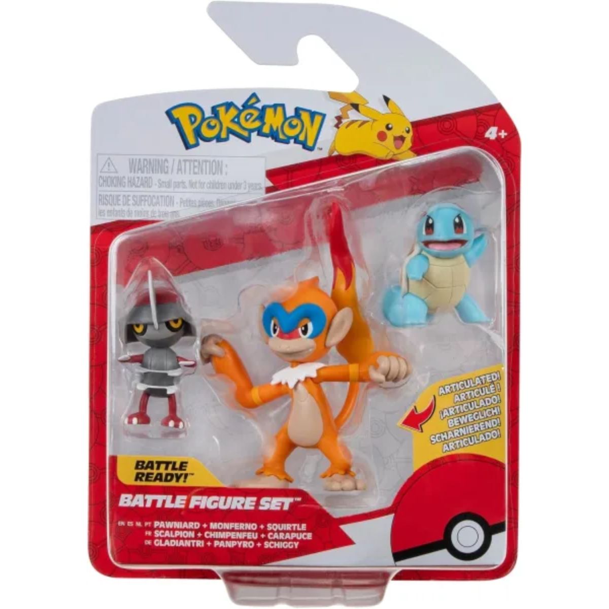 Pokémon Battle Figure Set Pawniard, Squirtle & Monferno