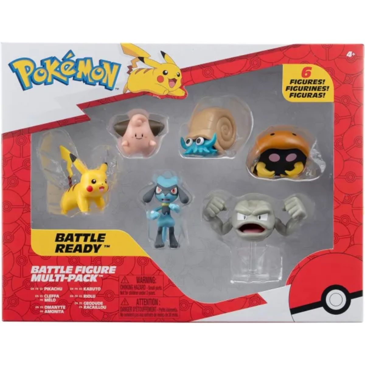 Pokémon Pikachu Pii Riolu Kleinstein Amonitas & Kabuto Battle Figure Multipack 6 Pack