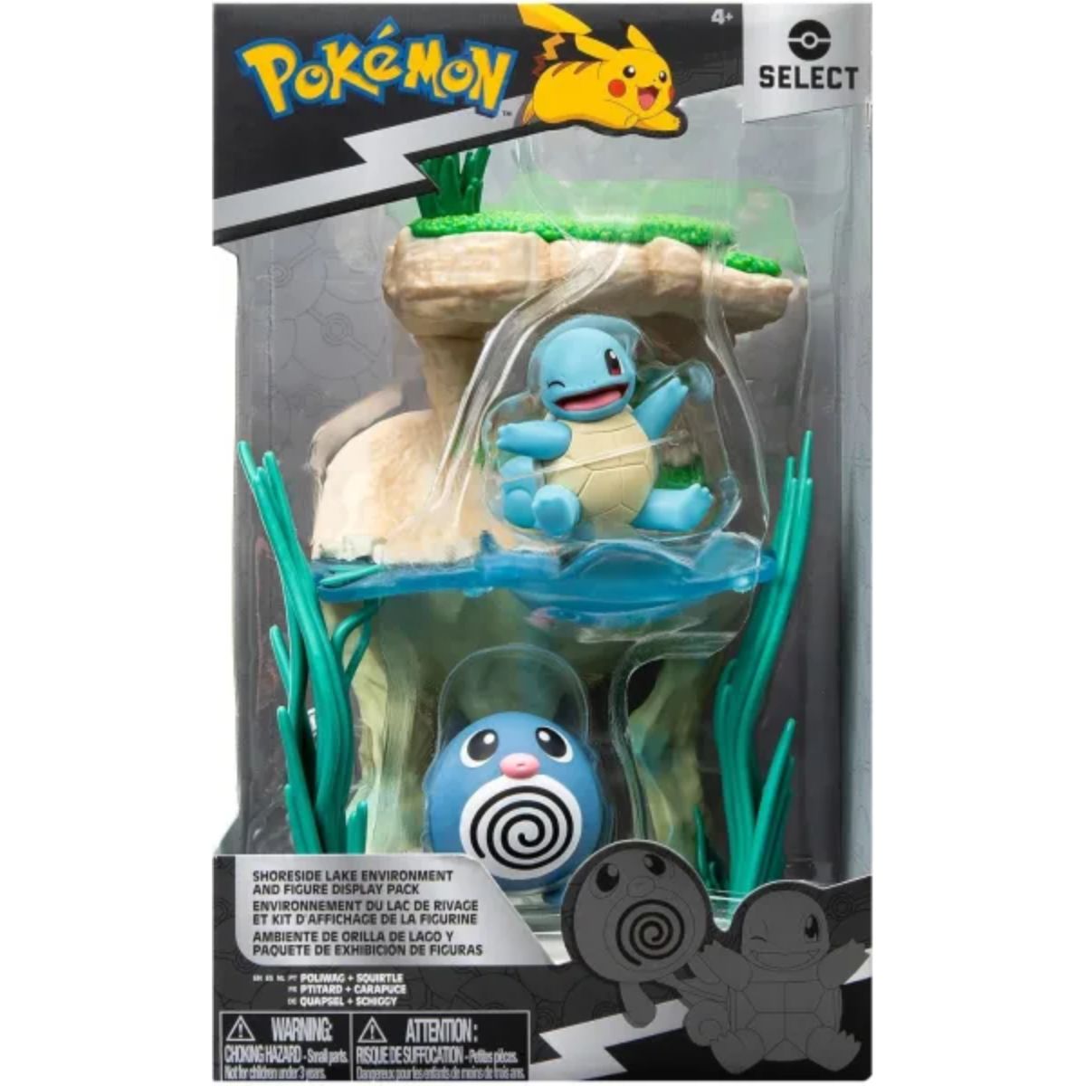 Pokémon Shoreside Lake mit Quapsel & Schiggy Select 6 Environment Figure Pack