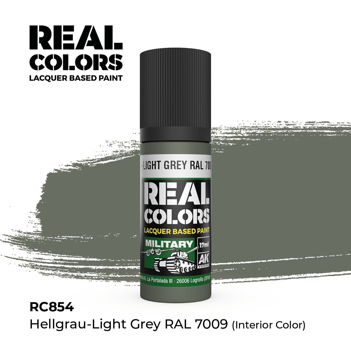 AK Interactive REAL COLORS Hellgrau-Light Grey Ral 7009 (Interior Color) 17 M