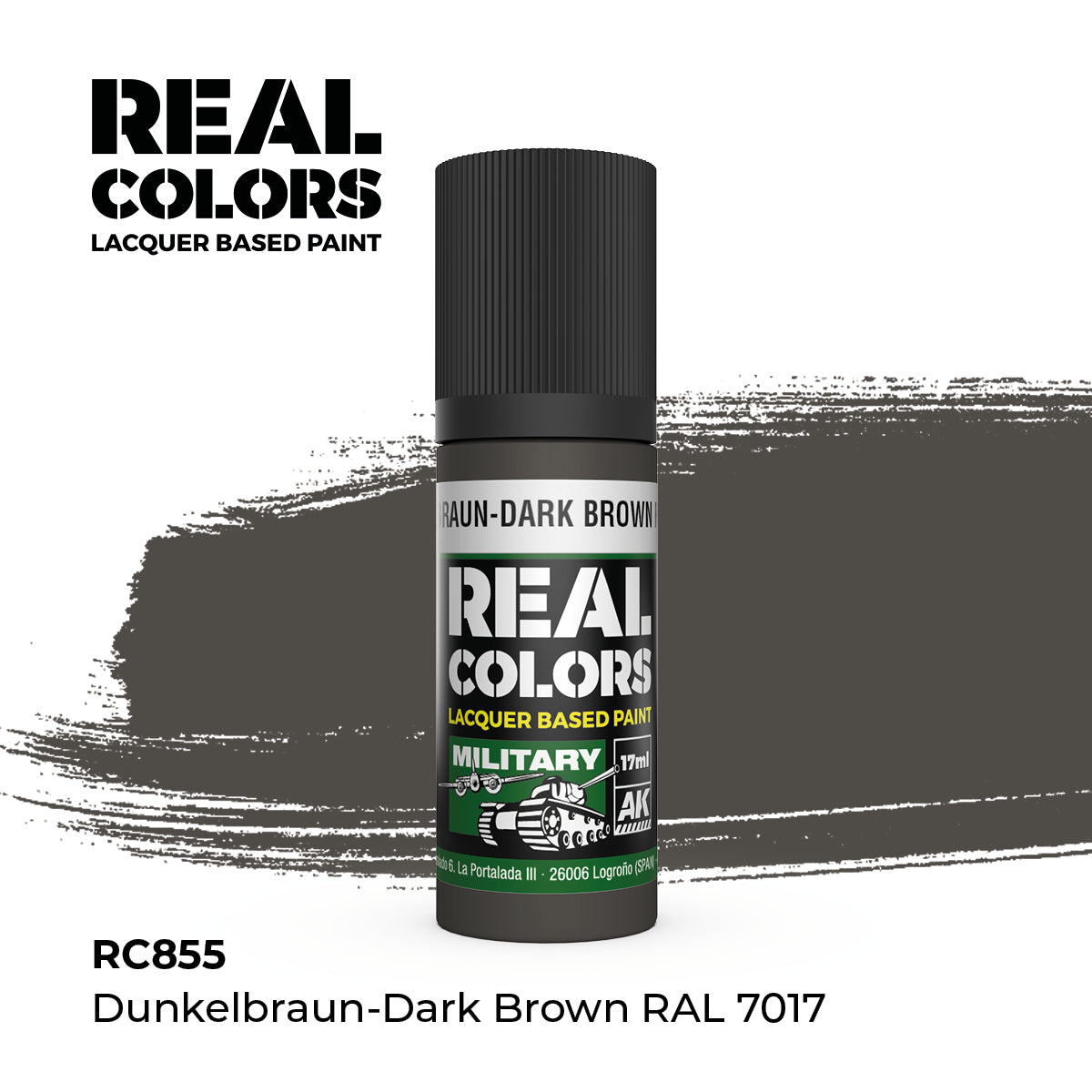 AK Interactive REAL COLORS Dunkelbraun-Dark Brown Ral 7017 17 ml.