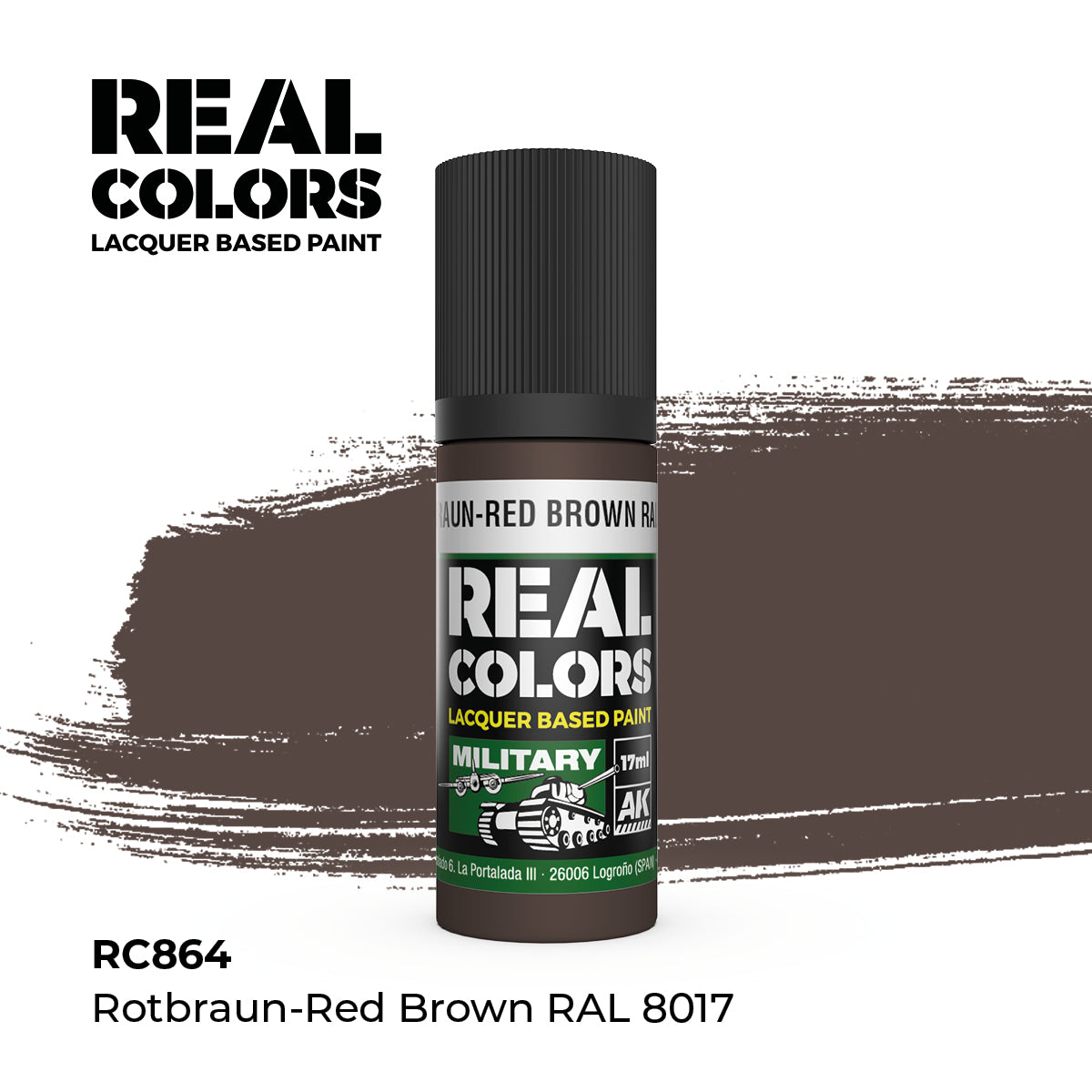 AK Interactive REAL COLORS Rotbraun-Red Brown Ral 8017 17 ml.
