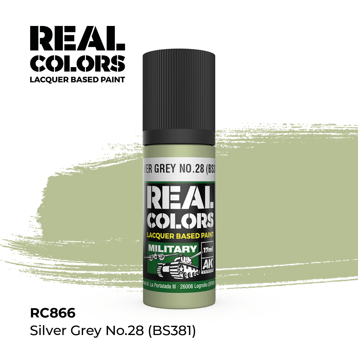 AK Interactive REAL COLORS Silver Grey No.28 (Bs381) 17 ml.